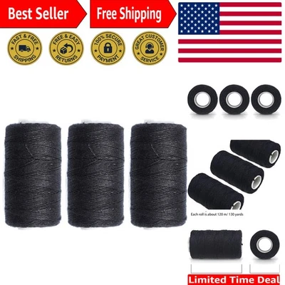 Durable 3-Pack Polyester Thread for Hair Extensions & Wig DIY Projects, Black - Image 1 of 4