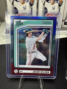 2024 Donruss Rated Prospect Red & Blue Foil Jacob Wilson #181 Oakland Athletics - Picture 1 of 2