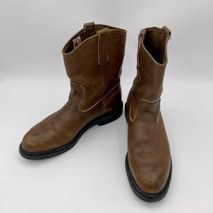 VINTAGE Red Wing 1993 90s Trucker Boss Boots Brown Leather Men 9.5 E Western USA - Picture 1 of 14