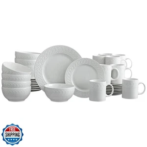 Pfaltzgraff Sylvia 32-Piece White Dinnerware Set, Service for 8, Durable Ston - Picture 1 of 4