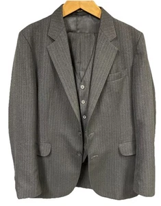 Vintage 1970s Men’s 3-piece Suit 43 Chest / 35 Waist / Pin-Stripe Gray - Picture 1 of 20