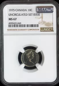1975 Canada 10 Cents 10C NGC MS67 MAC - Quality - Picture 1 of 2
