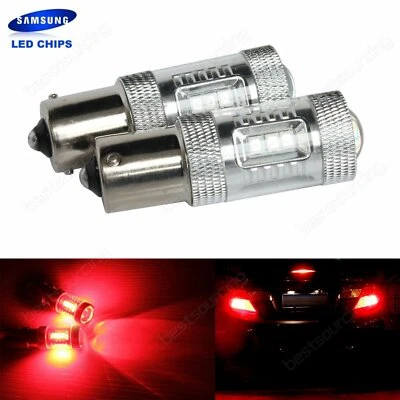 2 Ampoules  15 LED Rouge Feu de Stop Clignotant Position P21W BA15S 1156 - Photo 1/4