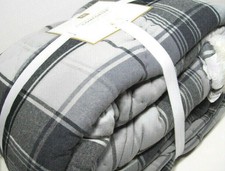 Pottery Barn Teen Gray Plaid Sherpa Aspen Plaid Full Queen Comforter 2 Shams New