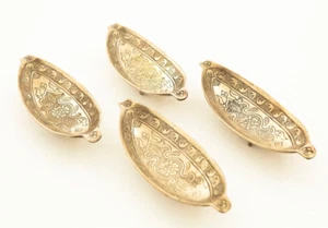 4 Vintage Solid Brass Ring Dish Ashtray Jewellery Holder Engraved Floral Pattern - Picture 1 of 5