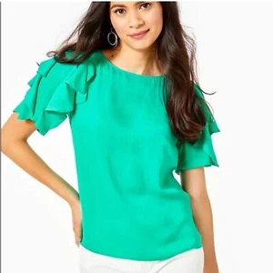 Lilly Pulitzer Rüschen Kurzarm Ana Top, Large, Neu ohne Etikett - Bild 1 von 11