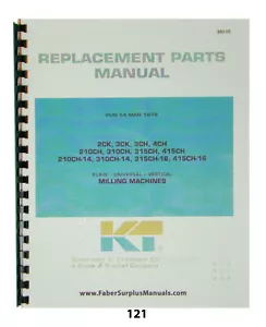 Kearney & Trecker Replacement Parts Manual 310CH-14, 315CH-16, 415CH-16 *121 - Picture 1 of 8