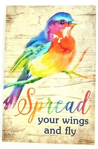 Ganz Colorful Plaque with Bird Stand/Hang "Spread Your Wings and Fly" 4"x6" - Picture 1 of 4