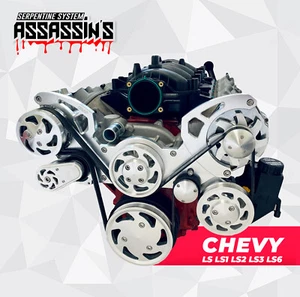 Chevy LS LS1 LS2 LS3 LS6 Serpentine Pulley Kit ALT PS AC Camaro Style Balancer - Foto 1 di 5