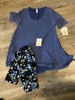 LuLaRoe Outfit new with tags Perfect T xs solid  blue & OS Floral Leggings