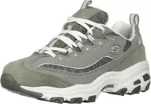 Skechers womens D'lites Me Time Wide Memory Foam Lace-up Sneaker 11 Wide, Grey - Picture 1 of 10
