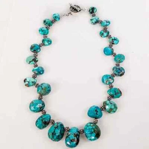 Gorgeous Vintage Graduated Natural Large Beads Turquoise Necklace - Picture 1 of 8