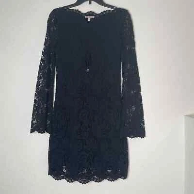 Vestido Juicy Couture Acampanado Manga Larga Con Cordones Talla 2 Caprichoso Gótico Negro Foto 1 de 4