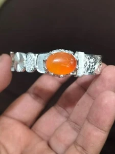 Bracciale Spada Arancione Agata Argento Sterling 925 per Spada del Leone Antico - Foto 1 di 8
