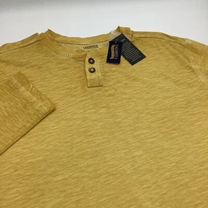 Cremieux Mens Long Sleeve Henley Shirt Yellow Size XL NWT - Picture 1 of 7