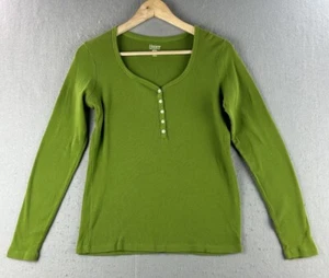 Top Henley verde para mujer talla mediana acanalado ajustado Y2K St. Patrick's Hanes algodón - Imagen 1 de 8