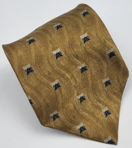 Bill Blass Black Label Silk Tie Gold Gray Black Geometric Necktie 58 x 3.7/8 - Picture 1 of 5