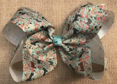 Farm Floral Print Hair Bow 6" - Image 1 of 2