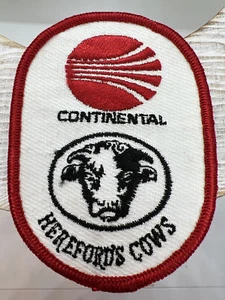 Parche publicitario Continental Airlines CO HEREFORDS VACAS United Airplanes ¡ANTIGUO! - Imagen 1 de 2