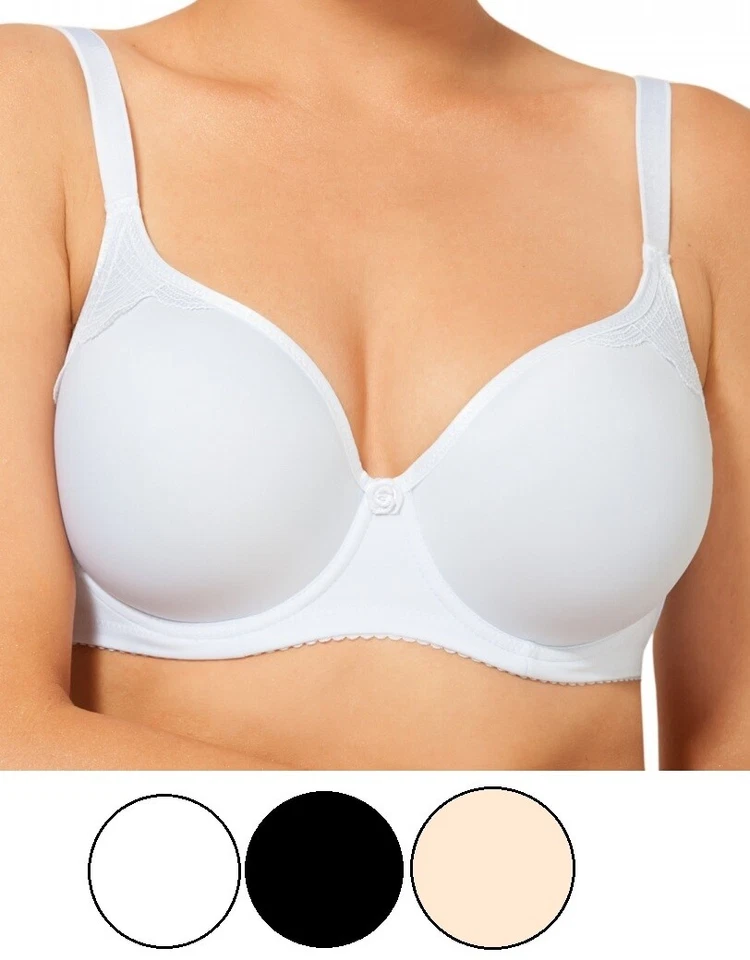 T-Shirt BH mit Bügel Soft Schalen nahtlos gepolstert Dessous weiß schwarz beige