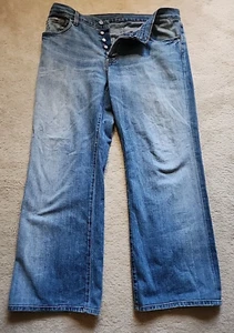 7 For All Mankind Jeans Men's 36x29 Blue Relaxed Bootcut Button Fly Light Wash - Picture 1 of 14