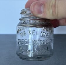 Vintage "Vaseline" Embossed Glass Jar  Chesebrough  New-York