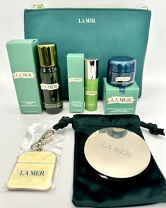 La Mer 6pcs Set- Treatment Lotion, Serum, Night Cream, Keychain, Mirror, W/Bag - Picture 1 of 7