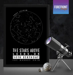 Personalised star map - perfect gift for 50th birthday/anniversary/valentines - Picture 1 of 5