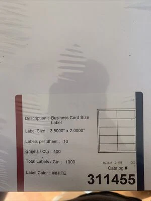 U.S.A.White Labels 3-1/2 x 2",100 sheets x 10 label. Inkjet/Laser/Color Printers - Image 1 of 2