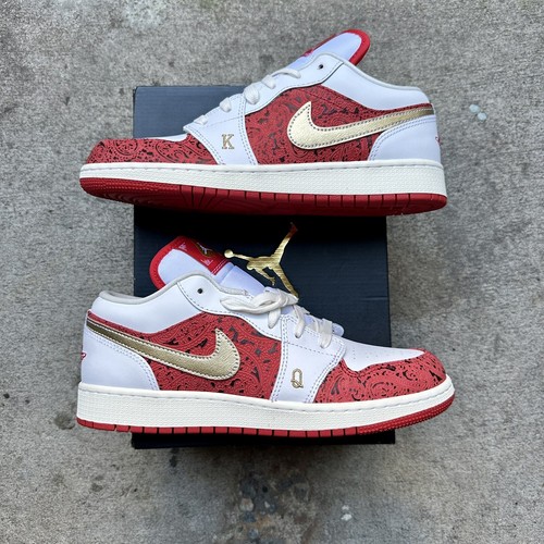 Nike Air Jordan 1 Low SE GS Spades rosso bianco DJ5186 100 taglia 7 giovani