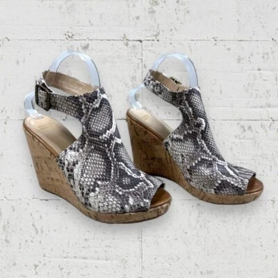 Cuñas de corcho Peeptoe de piel de serpiente Johnston & Murphy Foto 1 de 4