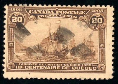 Canada Scott 103 Used 20c Yellow Brown 1908 Quebec Tercent Lot T678  bhmstamps - Image 1 of 2