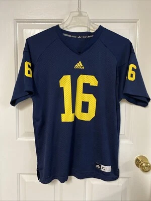 Adidas #16 Michigan Wolverines Blue Mesh Football Jersey Youth XL (18-20) - Image 1 of 4