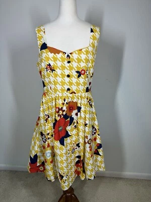 ModCloth Biking Thru Brussels Retro A Line Skater Dress Pin Up Style Floral Sz L - Image 1 of 4