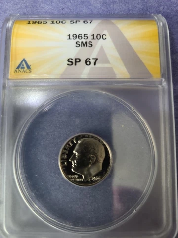 **1965 SMS Roosevelt Dime**ANACS SP 67**Great Price and FREE SHIPPING!! Cover