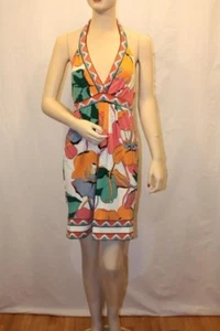 NEW BCBGMAXAZRIA MULTI COLOR POLY HALTER DRESS SIZE S - Picture 1 of 7