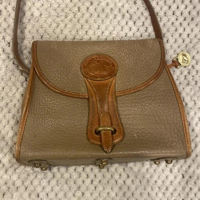Dooney Bourke Vintage All Weather Leather Essex Crossbody Bag Grey Taupe USA  - Image 1 of 4