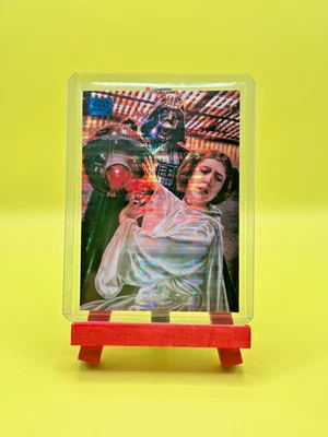Blue Topps Chrome Star Wars Galaxy Darth Vader, Princess Leia refractor 027/199 - Image 1 of 3