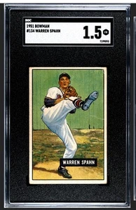 WARREN SPAHN 1951 BOWMAN SGC 1.5 ! *JUST GRADED ! *WELL CENTERED ! *ICONIC POSE - Picture 1 of 2