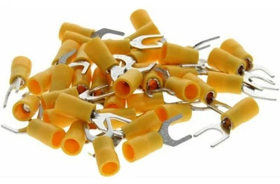 200PCS Heat Shrink Crimp Spade Terminal Fork Wire Connector Yellow 16-14 AWG  - Image 1 of 2