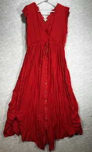 Neu mit Etikett Staffelei Los Angeles Damen Viskose rot orange Strick Maxikleid M tiefer V-Ausschnitt Gürtel - Bild 1 von 8