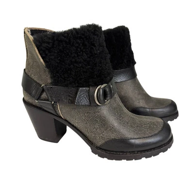 Woolrich Harness Ankle Boot Women 8 Black Leather Miss Alice Wool Woven Winter - Image 1 of 4