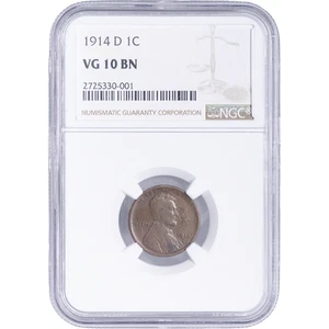 1914-D Lincoln Cent NGC VG 10 BN - Picture 1 of 2