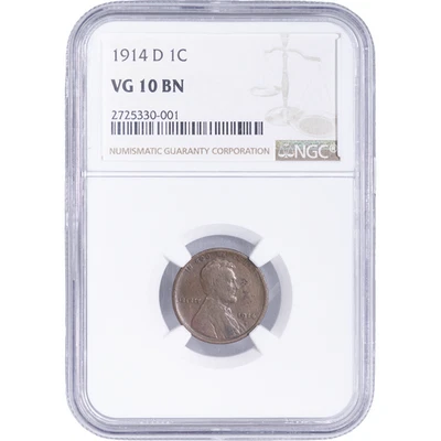 1914-D Lincoln Cent NGC VG 10 BN - Image 1 of 2