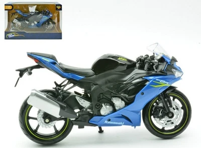 MODELLINO MOTO STATICO KINSMART KAWASAKI NINJA ZX-6R BLU MODELLISMO SCALA 1:12 - Immagine 1 di 4