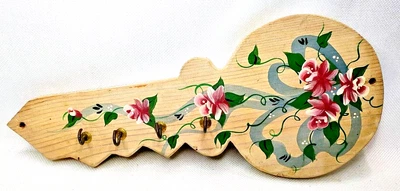 Llavero vintage floral y cinta pintado a mano madera Country Chic Foto 1 de 4