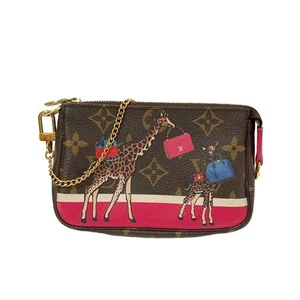 Used Louis Vuitton Mini Pochette Accessory 2017 Christmas Limited Giraffe M62087 - Picture 1 of 7