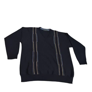 Blarney Woolen Mills XXL Mens V-Neck Wool Acrylic Blend Knit Sweater Striped - Picture 1 of 9