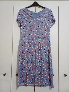 Boden Dress Size 14 Blue Spotty Jersey Casual Spring Summer - Picture 1 of 8