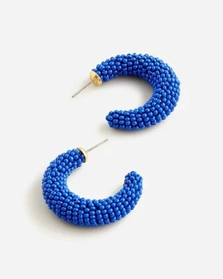 J.Crew Beaded Hoop Earrings, Blue - Image 1 of 4